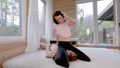 Sexy blonde take stops by her boyfriend