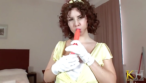 Sexy blonde plays with her sex toys